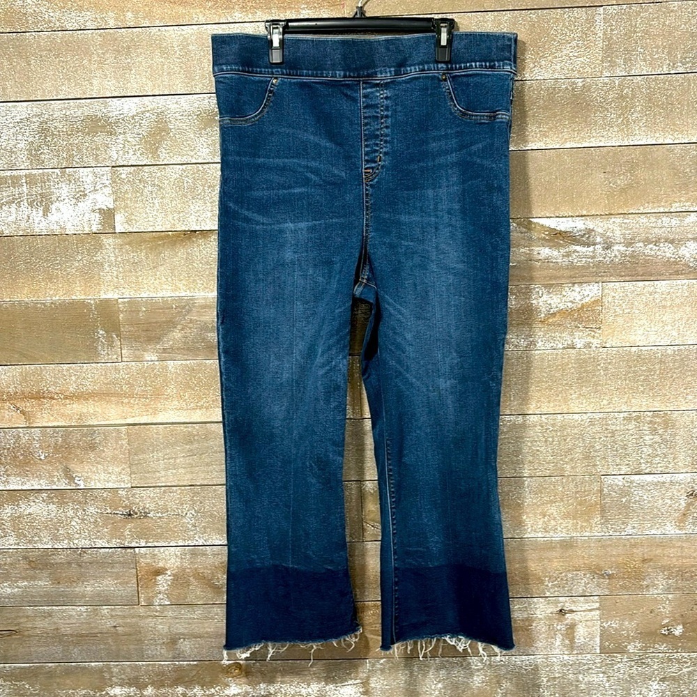 Spanx 26” inseam pull on boot cut tummy control Jean size 3X